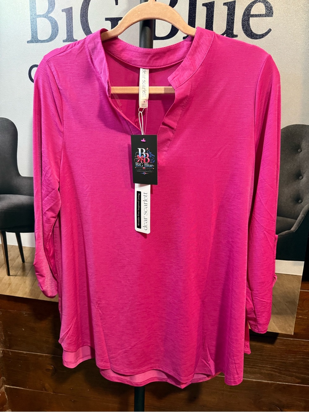 Clear Scarlet Women's Fuchsia Long-Sleeve V-Notch Tunic